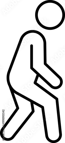 Walking stick figure line icon