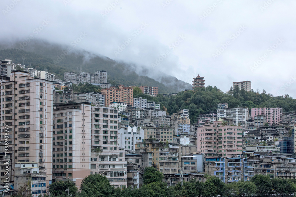 Fototapeta premium Pengshui county, Chongqing cityscape