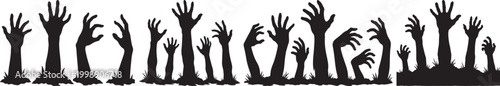 Konstfotografi Zombie hand rising from the ground vector illustration