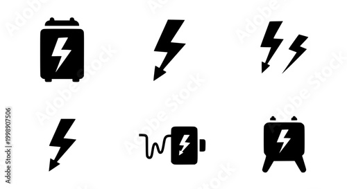 Set of Power and Electricity Icons for Web and Mobile UI