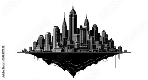 Floating City Skyline Silhouette ? Surreal Urban Concept Art