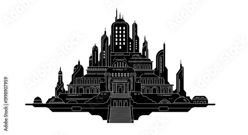 Futuristic City Silhouette Icon ? Minimalist Urban Concept