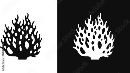 Black coral and white coral silhouette