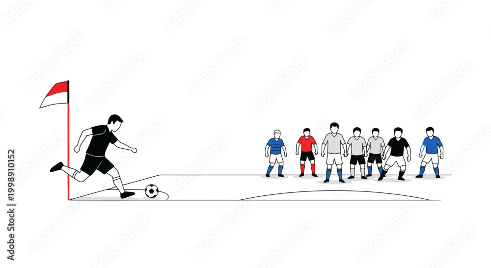 Fototapeta premium Soccer player kicking ball at goal.
