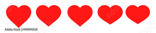 シンプルなハートアイコンが並ぶ愛情とバレンタインのイラスト背景　赤