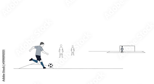 Man playing soccer kicking ball.