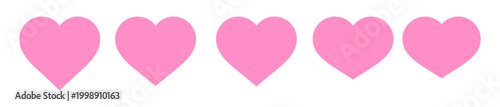 シンプルなハートアイコンが並ぶ愛情とバレンタインのイラスト背景　ピンク
