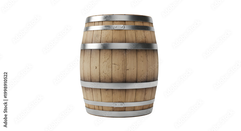 Fototapeta premium Wooden barrel isolated on transparent background a classic container for aging and storage