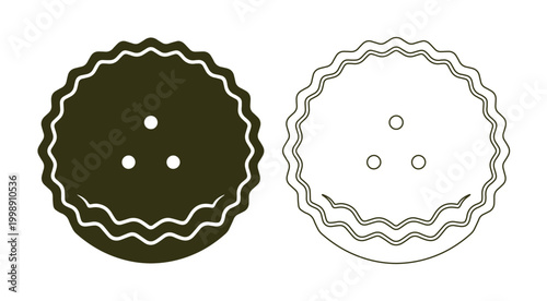 Minimalist Pie or Tart Outline and Solid Icon Set Vector