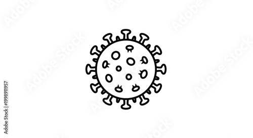 Hand drawn coronavirus icon, symbol of virus, bacteria, disease, pandemic, health, medical, science, biology