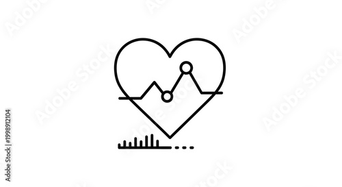 Heartbeat EKG Line Graph Icon Symbol, Medical Health Care Concept