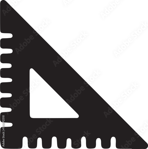 Set Square Icon: Triangle Ruler Geometry Vector. Drafting Triangle Graphic: Minimalist Math Measurement Tool Icon.