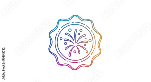 Colorful Fireworks Stamp Icon - Celebration, Party, Award, Achievement, Success