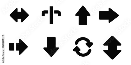 Arrow Icons Set for Navigation with Direction, Up Down Left Right and Refresh Symbols