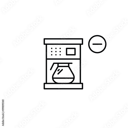 Turkish cezve coffee maker and minus. Hot drinks unavailable. Remove from order. Pixel perfect, editable stroke vector icon