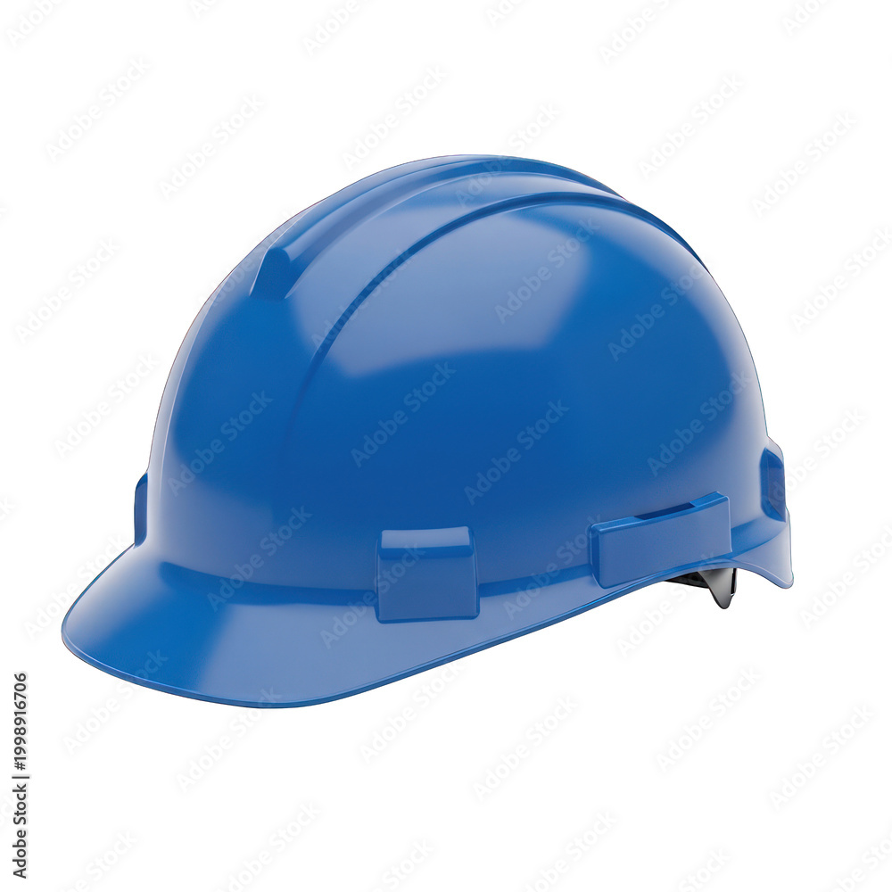 Fototapeta premium Blue hard hat for construction and industrial safety.