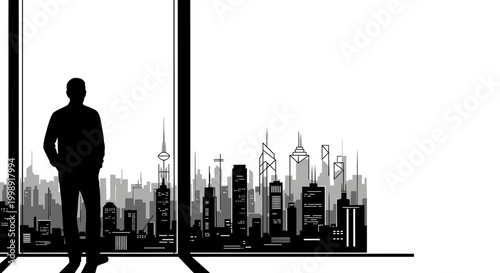 Silhouette of a standing business man.