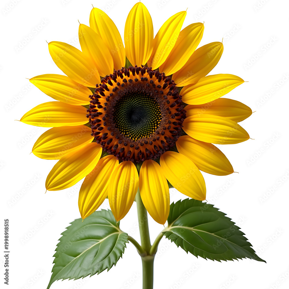 Fototapeta premium Bright Yellow Sunflower Isolated on White Background