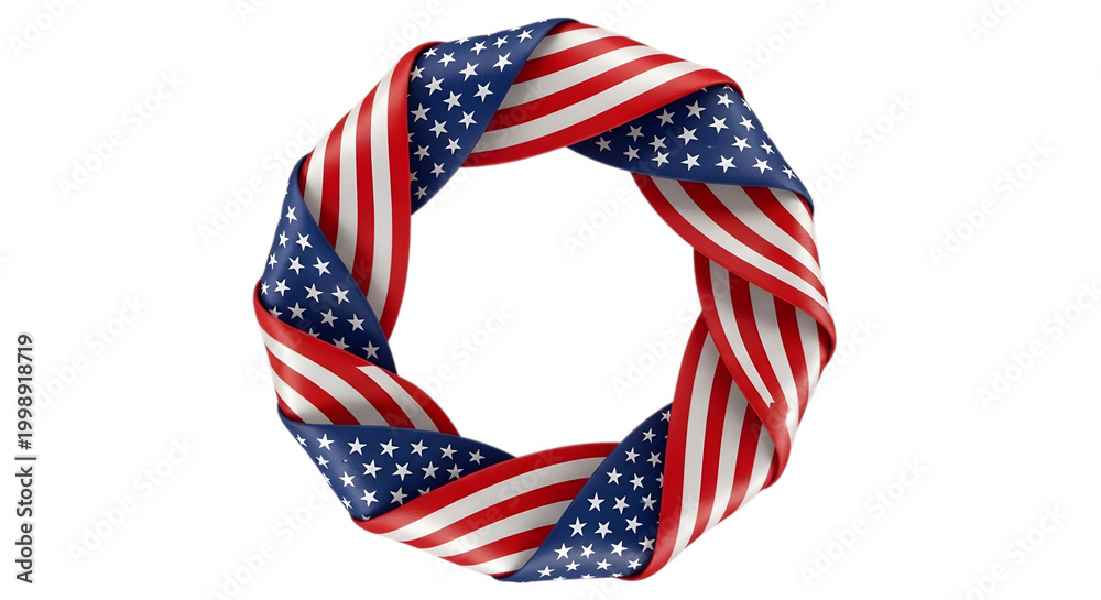 Fototapeta premium Usa memorial day patriotic infinity scarf american flag design isolated on transparent background