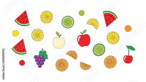 Fresh Fruit Pattern Design, Summer Food Vector Art, Healthy Food Graphics