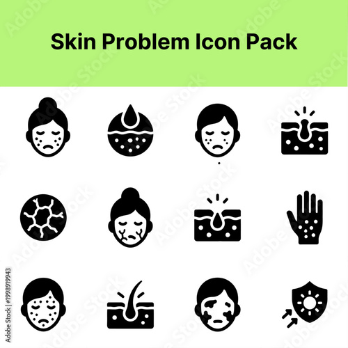 Photos Skin Problem Icon Pack Containing acne rash skin irritation allergy dermatology