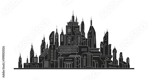 Futuristic City Skyline Silhouette ? Modern Urban Concept