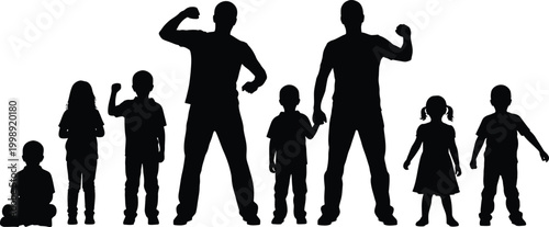 Family growth silhouette stages of life represented