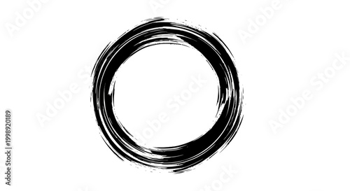 Black Circle Brush Stroke Painting.