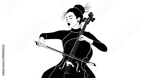 Woman Playing Cello Musical Instrument.