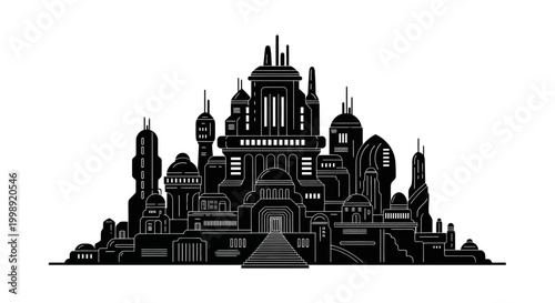 Futuristic Sci-Fi City Silhouette ? Advanced Urban Concept