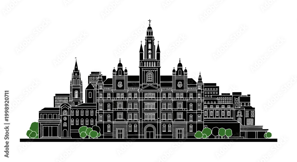 Obraz premium Glasgow University Main Building Silhouette ? Iconic Scottish Landmark