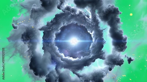 Exploding Dark Energy Cloud with Glowing Blue Core
