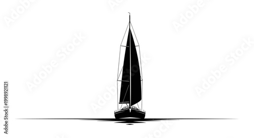 Sailboat on calm water sailing.