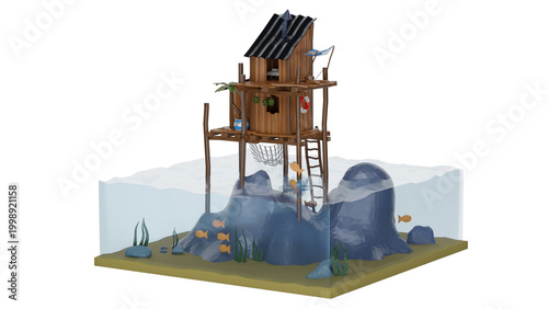 Obraz na płótnie 3d rendering sea shack