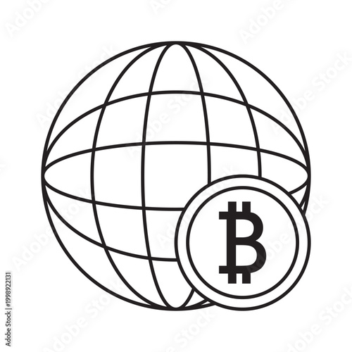 Crypto currency, bitcoin icon line, element icon for design branding, print, web, mobile app, and digital media