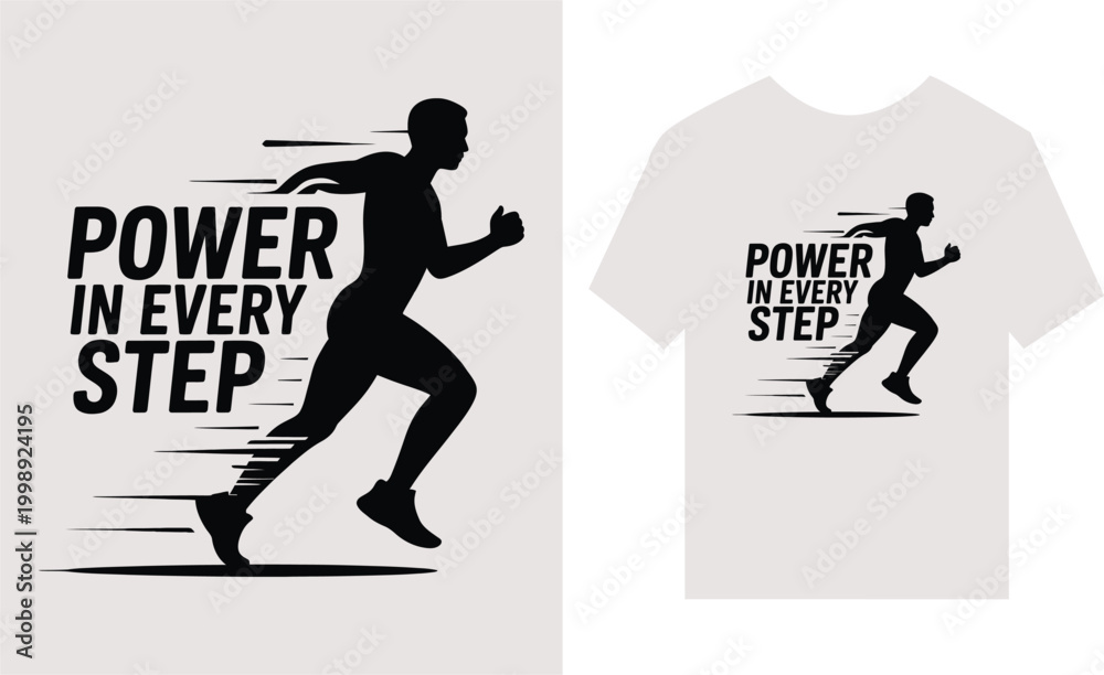 Fototapeta premium Power in every step running silhouette typography