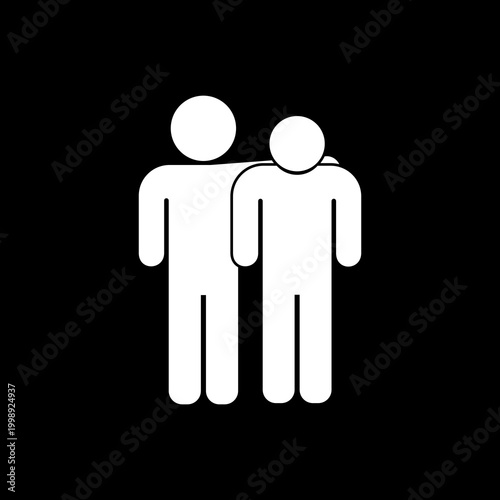 Helping friend icon isolated on black background