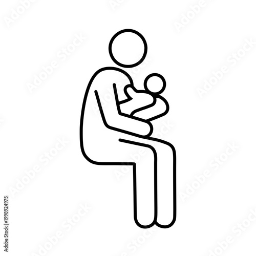 赤ちゃんを抱く人物のラインアイコン
