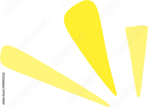 Hand Drawn Burst Lines Clipart Set, Yellow Emphasis Rays and Highlight Effect Elements for Comic and Decorative Design