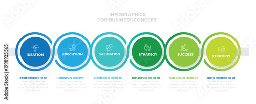 Timeline Infographic element with icons and 6 options or steps. Business illustration abstract background.