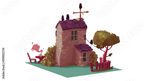 Картината върху платно 3d rendering painterly cottage