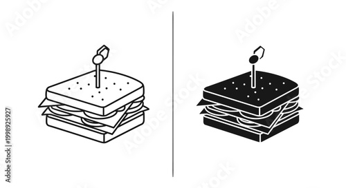 Burger icons, sandwich illustrations, food symbols, vector graphics