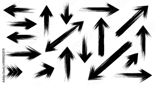 Collection of black arrows pointing directions.