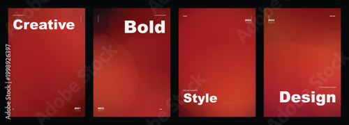 Intense Crimson Red Gradient Poster Set with Dark Vignette Accents