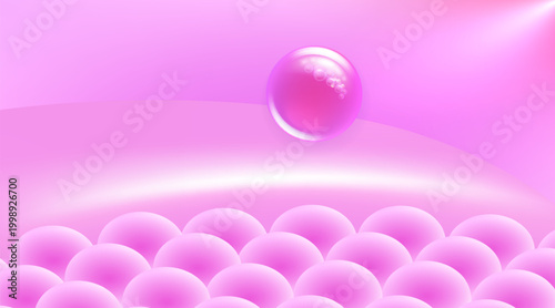 Hyaluronic acid and Niacinamide hair and skin solutions ad, pink collagen serum drops into skin cell with cosmetic advertising background ready to use, illustration vector.