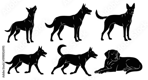 Set of Dog Silhouettes in Various Poses