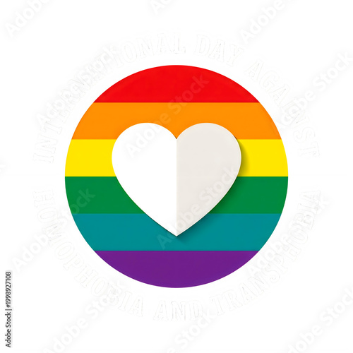 Free Download White heart icon on a colorful rainbow circle pride flag background isolated on transparent background - GFXLoad