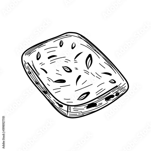 Italian Focaccia Bread with Herbs Illustration