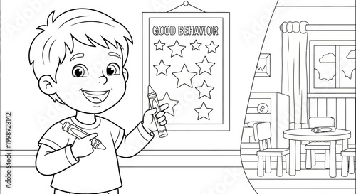 Young Boy Holding Star Shaped Object.