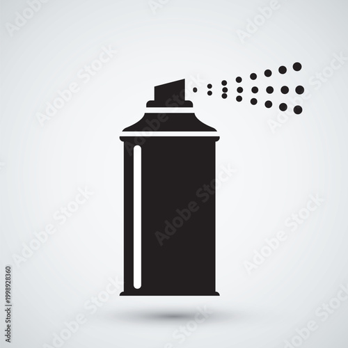 Spray Can Silhouette Icon, Aerosol Bottle with Mist, Paint Spray Symbol for Graffiti or Cleaning Product